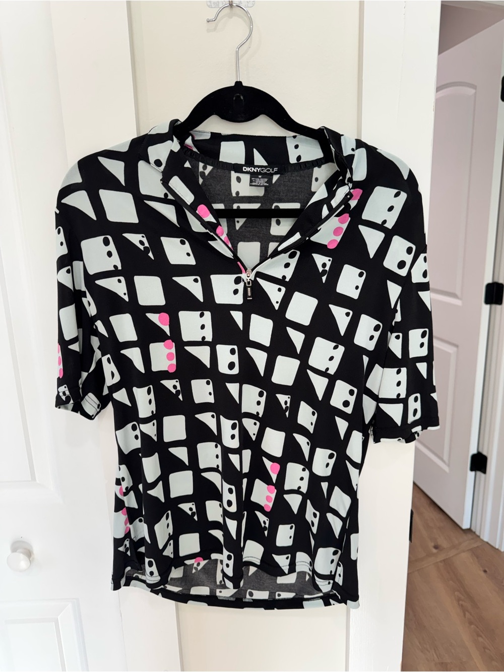 DKNY Black Short Sleeve Golf Polo